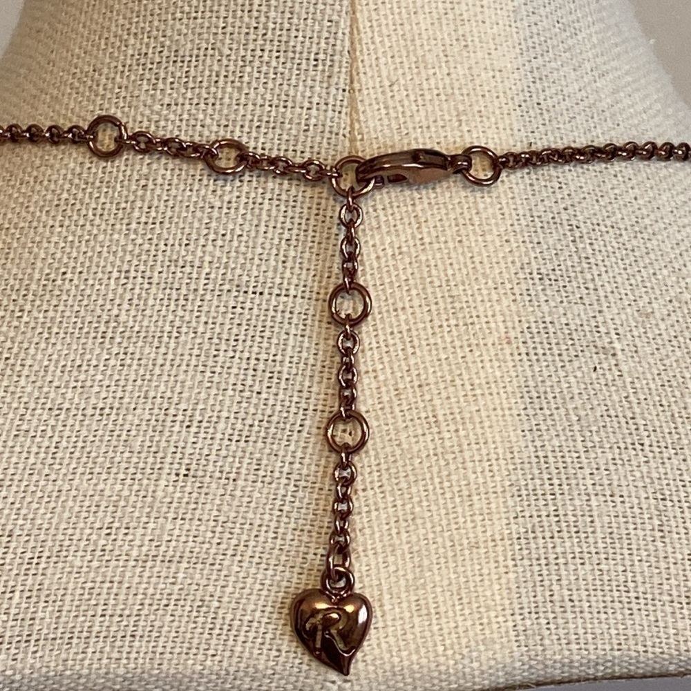 Dangly Teardrop Necklace Geometric Rose Gold Tone 16” - Picture 3 of 6